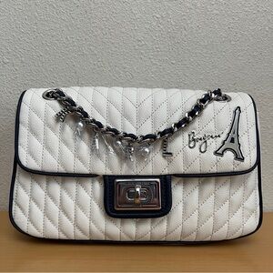 $248 Karl Lagerfeld Agyness Eiffel Tower Shoulder Bag White Navy New
